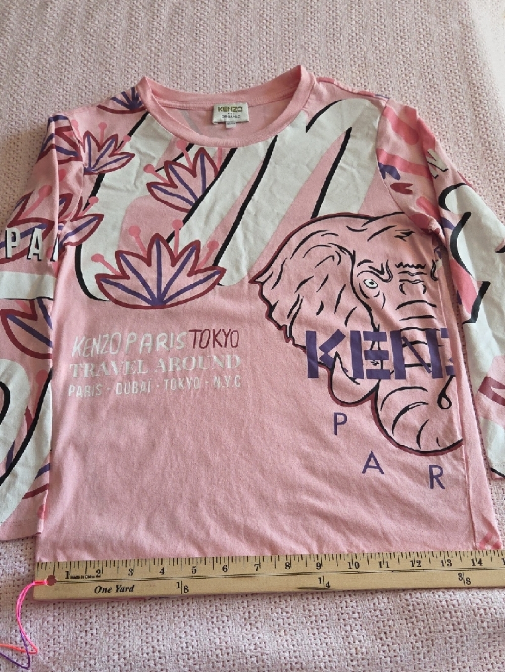 KENZO Kids Light Pink Graphic Short Sleeve Tee Girls Size 10 - Picture 7 of 12